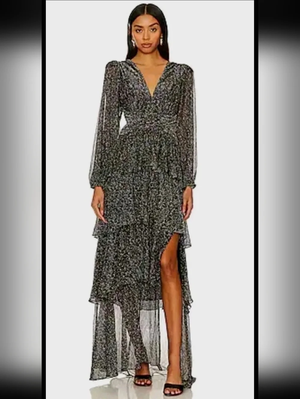 Astr The Label Anora Dress, Metallic Shimering Layers, Long Dress, Women's LG - Picture 8 of 9